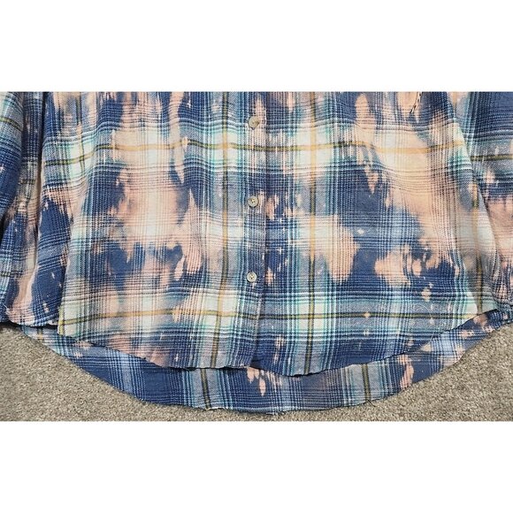 OOAK Upcycled Flannel Shirt Humor Don't Be Salty Graphic Boyfriend Fit Large - Picture 4 of 13